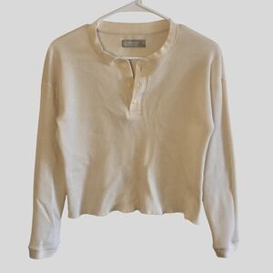 Everlane The Organic Cotton Waffle Henley Women’s Size Small Brazilian Sand